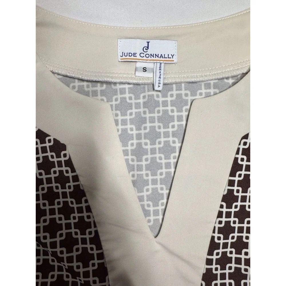 Jude Connally Holly Tunic Chain Link Brown/White Dress‎ Womens Size Small